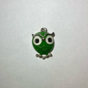 Vintage Handmade Green Owl Pendant